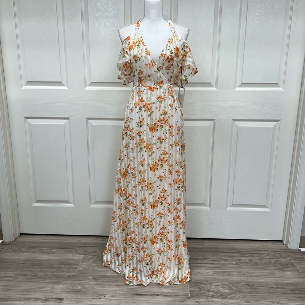 Privacy Please Acme Orange Floral Wrap Dress NWT Size XS
